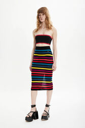Women Poor Boy Striped Wool Maxi Skirt Multico striped details view 1