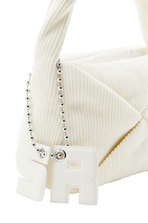Camera Demi-Pull medium knit bag Cream details view 1