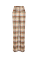 Brushed Wool Tartan Trousers Check ecru/lilac front view