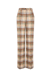 Pantalon motif tartan en laine brossé Carreaux écru/lilas vue de face