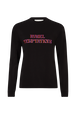 T-shirt col rond à manches longues en jersey de coton Noir vue de face
