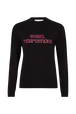Cotton Jersey Crew-Neck Long-Sleeved T-Shirt Black front view