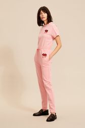 Women Mouth Print Jogging Pants Pink details view 1