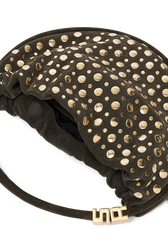 Domino medium bag in suede and studs Khaki details view 2