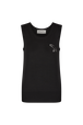Sleeveless tank top in merino and silk Black front view