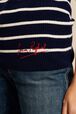 Women Striped Contrast Neckline Tank Top Black/blue details view 2