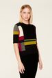 Women Multicolor Baby Alpaca Short Sleeve Sweater Multico crea details view 2