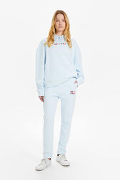Women Cotton Jogging Pants Baby blue front worn view