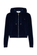 Sweat à capuche manches longues en velours Bleu canard vue de face
