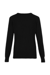 Women Heart Print Sweater Black back view