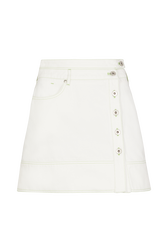 Asymmetrical denim skirt Ecru front view