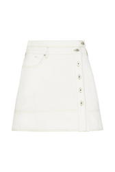Asymmetrical denim skirt Ecru front view