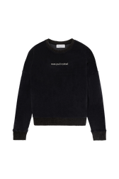 Women Velvet Sweatshirt Black front view