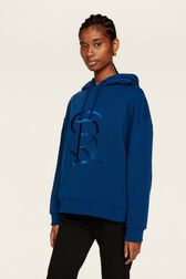 Women Cotton Jersey Hoodie Prussian blue details view 3