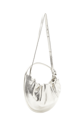 Sac Domino médium en cuir métallique Argent vue de dos