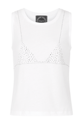 T-shirt débardeur trompe l'oeil Blanc vue de face