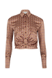 Vintage Papyrus Print Satin Shirt Pink front view