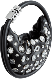 Sac Domino cuir cabochons strass femme Noir vue de détail 2