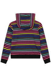 Striped Interlock Girl Hoodie Cardigan Multico back view