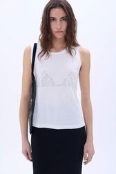 T-shirt débardeur trompe l'oeil Blanc vue de détail 2