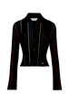Chemise plissée rayée multicolore Noir vue de face