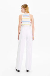 Women Cotton Canvas Straight-Leg Trousers White back worn view