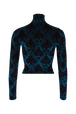 Top cintré à motif baroque en jersey velours dévoré Bleu vue de dos