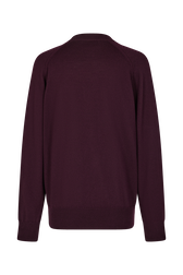 Heart charm crew-neck sweater Purple back view