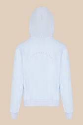 Women Velvet Hoodie Baby blue back view