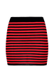 Women Rib Sock Knit Striped Mini Skirt Black/red back view