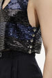 Sleeveless Striped Sequin Crop Top Silver/navy details view 2