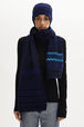 Fair Isle Long Scarf Blue front worn view
