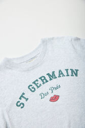 Printed Cotton Girl Oversized T-shirt - Bonton x Sonia Rykiel Grey details view 3