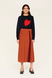 Women Two-Tone Godet Skirt Red details view 3