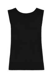 Knitted tank top in merino wool and silk Black back view