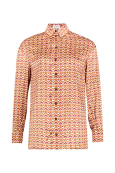 Chemise en satin motif Vintage Papyrus Rose vue de face