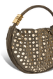 Domino medium bag in suede and studs Khaki details view 1