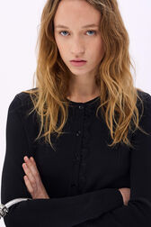 Black viscose cardigan Black details view 2