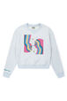 Girl Printed Cotton Sweater - Bonton x Sonia Rykiel Grey front view