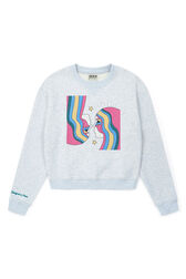 Girl Printed Cotton Sweater - Bonton x Sonia Rykiel Grey front view