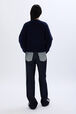 Boxy round-neck sweater Navy back worn view