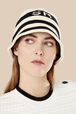 Women Crochet Bucket Hat Ecru front worn view
