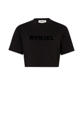 Short-sleeved crew-neck T-shirt Black front view