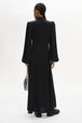 Satin Pussybow Maxi Dress Black back worn view