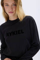 Long-sleeved crew-neck T-shirt Black details view 3