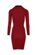 Women Rib Sock Knit Striped Maxi Dress Black/red back view