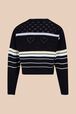 Women Multicolor Striped Openwork Sweater Night blue back view
