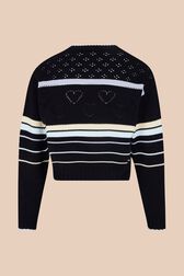 Pull ajouré rayé multicolore femme Bleu nuit vue de dos