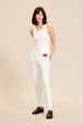 Women Mouth Print Jogging Pants White front worn view