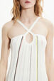 Women Multicolor Striped Pleated Dress Ecru details view 2